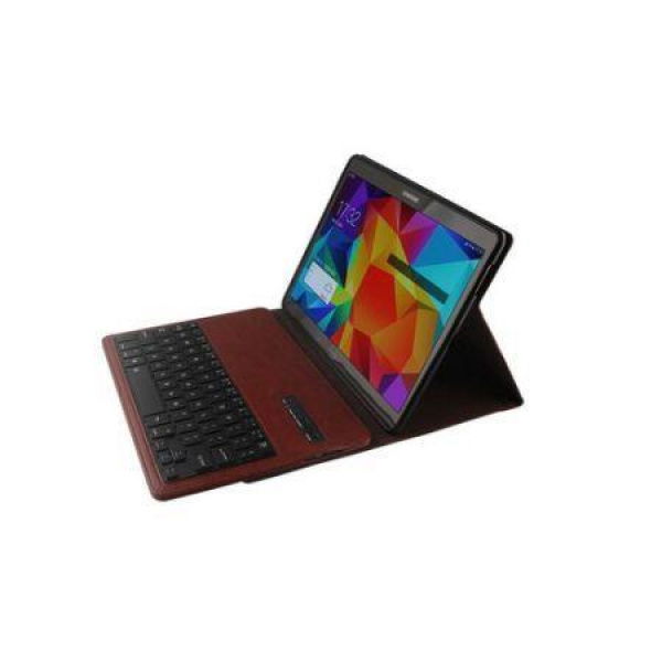 Bluetooth Keyboard PU Leather Case Cover For Samsung Galaxy Tab S 8.4 Inch T700 - Brown.