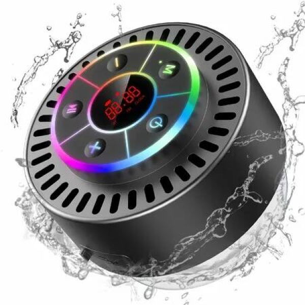 Bluetooth Portable Wireless Shower Speakers with LED Display, FM Radio,Suction Cup Light Show FM Radio Waterproof for Camping Beach Travel