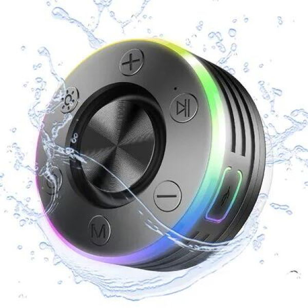 Bluetooth Shower Speaker IPX7 Waterproof with Light Show,Built-in Microphone and Shower Radio,Portable for Home,Pool,Beach,Travel