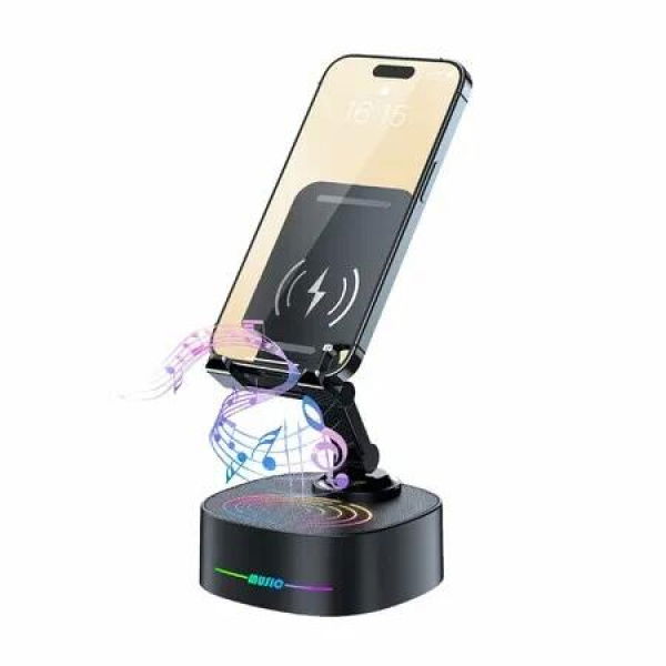 Bluetooth Speaker with Wireless Charging and Cell Phone Stand,Best Speaker Stand,HD Surround Sound Perfect for Home and Outdoors