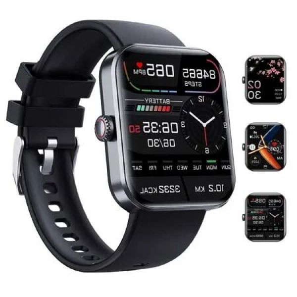 Bluetooth Sport Fashion Smartwatch with Non-invasive Glucose Monitoring - Sugar Testing, Matte Black