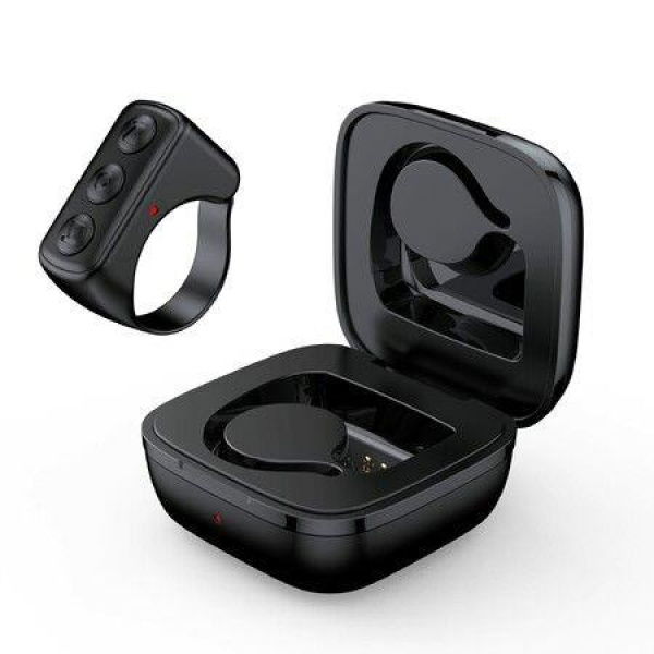 Bluetooth TikTok Scrolling Ring Remote Wireless Page Turner and Selfie Button for iPhone and iPad Black