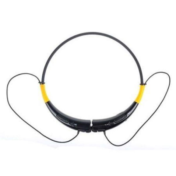 Bluetooth Wireless Handsfree Earphone Stereo Headset For Samsung IPhone LG HTC - Black + Yellow.