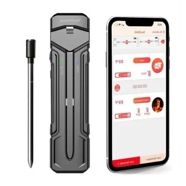 Bluetooth Wireless Meat GRill Thermometer with 262FT Range, Smart App, 2 in 1 Probe for Grilling Inside and Out