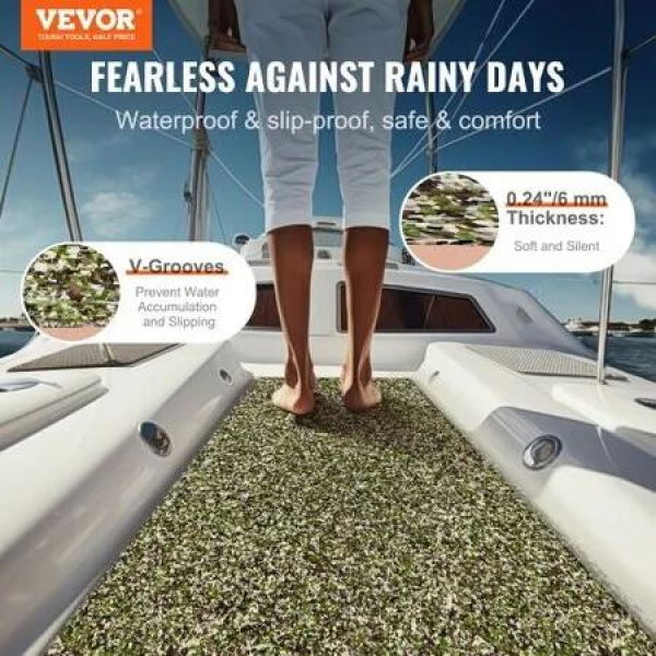 Boat Flooring, EVA Foam Boat Decking 94.5' x 23.6', Non-Slip Self-Adhesive Flooring, 31.1sq.ft 2 Rolls of Marine Carpet for Boats, Yacht, Pontoon, Kayak Decking