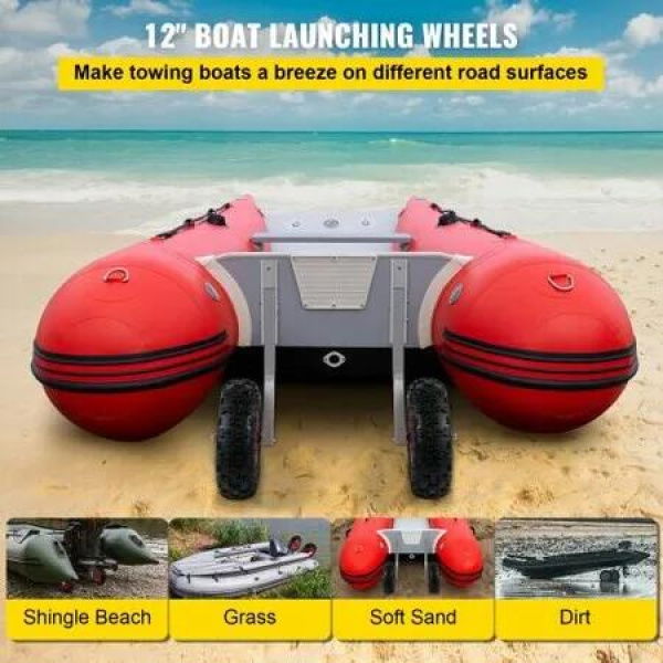 Boat Launching Wheels, 12 Boat Transom Launching Wheel, 500 LBS Loading Capacity Inflatable Boat Launch Wheels, Aluminium Alloy Transom Launching Dolly Wheels with 4 PCS of Quick Release Pins