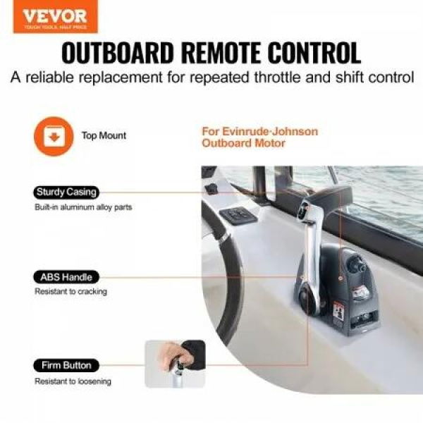 Boat Throttle Control, 5006186 Top-Mounted Outboard Remote Control Box for Evinrude Johnson, Marine Throttle Control Box with Power Trim Switch and Lanyard