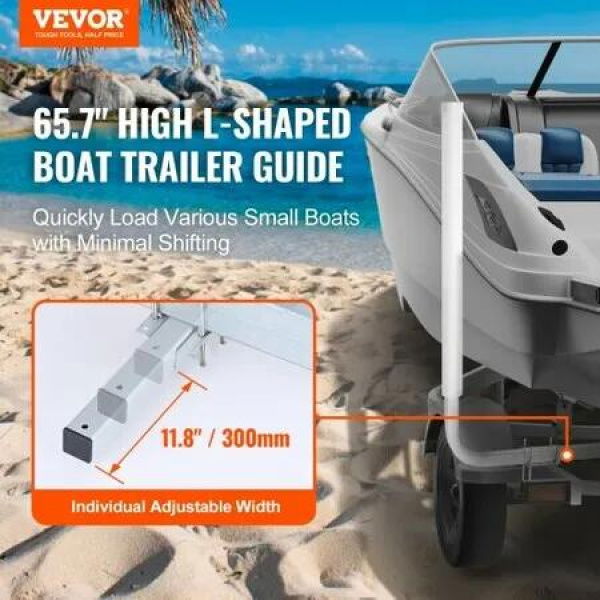 Boat Trailer Guide, 1.5M Adjustable Design Trailer Guide Poles, 2PCS Rustproof Galvanized Steel Trailer Guide ons, Trailer Guides with PVC Pipes, for Ski Boat, Fishing Boat or Sailboat Trailer