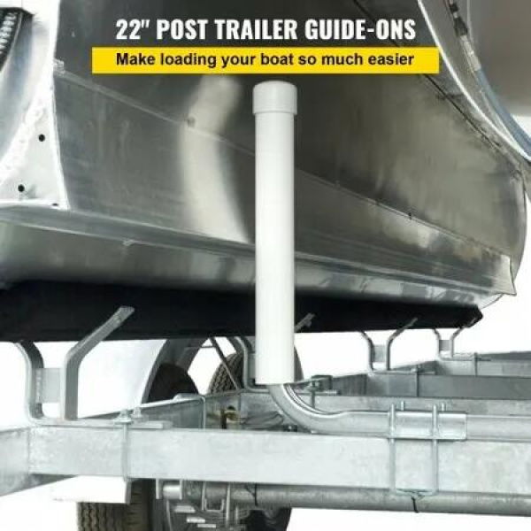 Boat Trailer Guide-on, 22', 2PCS Steel Trailer Post Guide ons, with White PVC Tube Covers, Complete Mounting Accessories Included, for Ski Boat, Fishing Boat or Sailboat Trailer