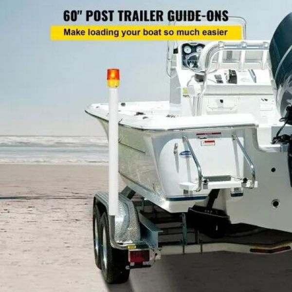 Boat Trailer Guide-on, 60', 2PCS Steel Trailer Post Guide on, with LED-Lighted PVC Tube Covers, Mounting Hardware Included, for Ski Boat, Fishing Boat or Sailboat Trailer