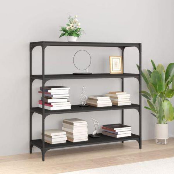 Book Cabinet Black 100x33x100 Cm Engineered Wood And Steel