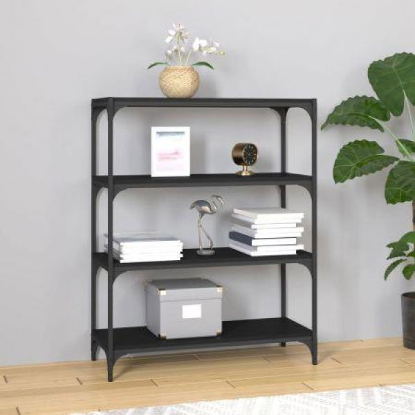 Book Cabinet Black 80x33x100 Cm Engineered Wood And Steel