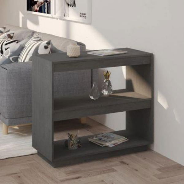 Book Cabinet Grey 80x35x71 Cm Solid Pinewood