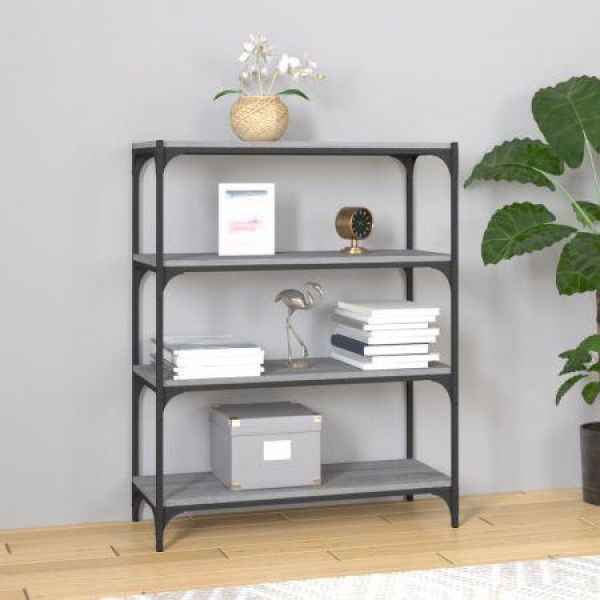 Book Cabinet Grey Sonoma 80x33x100 Cm Engineered Wood And Steel