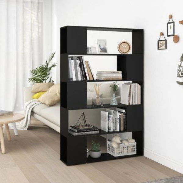 Book Cabinet Room Divider Black 100x24x155 Cm Engineered Wood