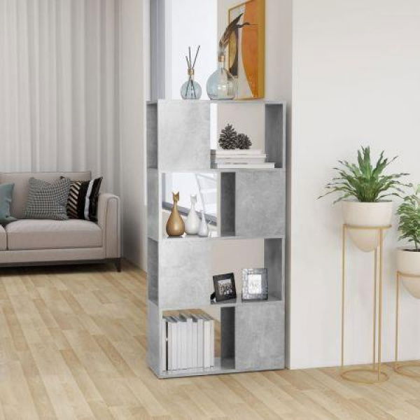 Book Cabinet Room Divider Concrete Grey 60x24x124.5 Cm.