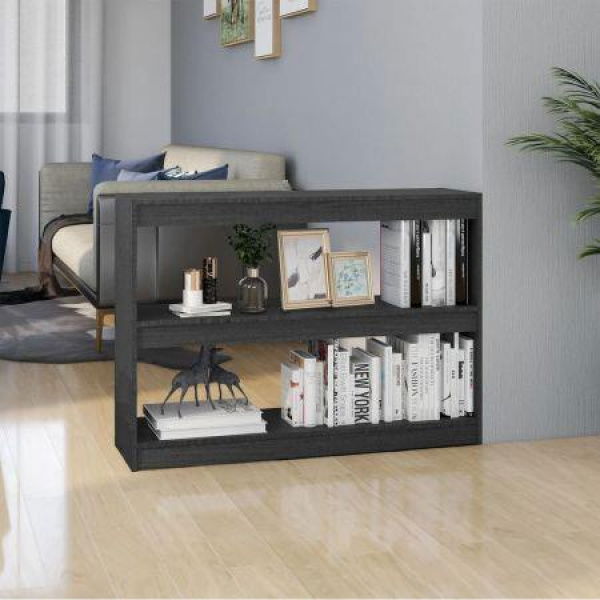 Book Cabinet Room Divider Gray 100x30x71.5 Cm Pine Wood.