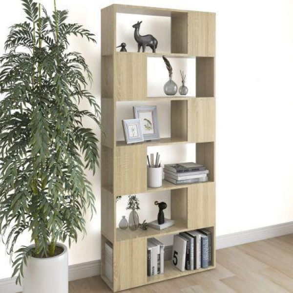 Book Cabinet Room Divider Sonoma Oak 80x24x186 Cm Engineered Wood