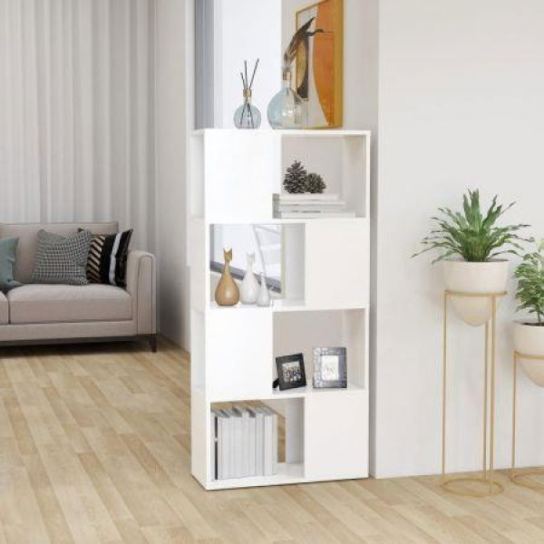 Book Cabinet Room Divider White 60x24x124.5 Cm Engineered Wood.