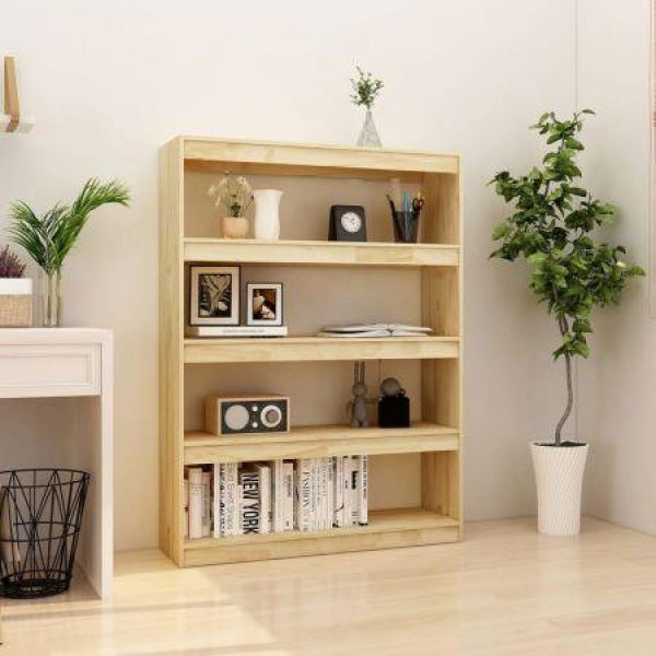 Book Cabinet/Room Divider 100x30x135.5 Cm Solid Pine Wood.