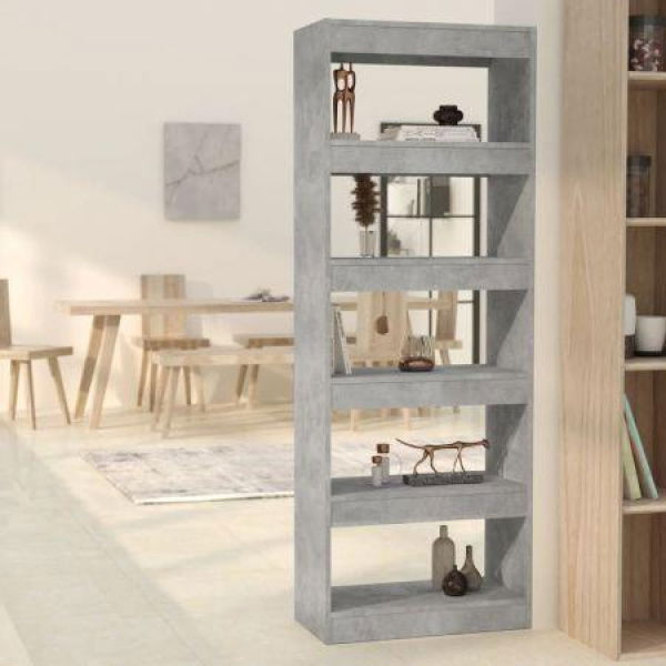 Book Cabinet/Room Divider Concrete Grey 60x30x166 Cm Engineered Wood.