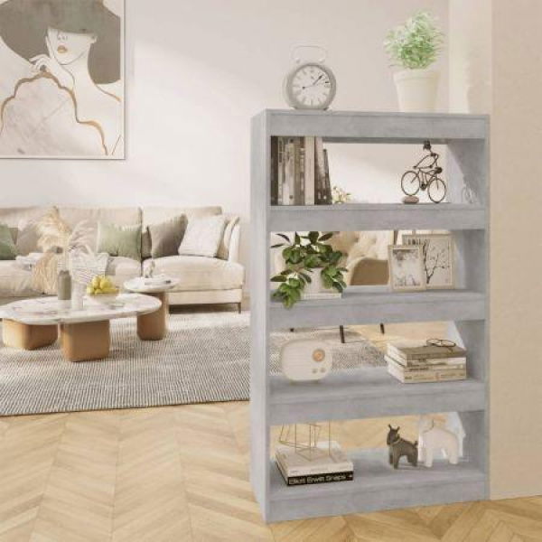 Book Cabinet/Room Divider Concrete Grey 80x30x135 Cm Engineered Wood.