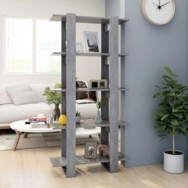 Book Cabinet/Room Divider Concrete Grey 80x30x160 Cm Engineered Wood.