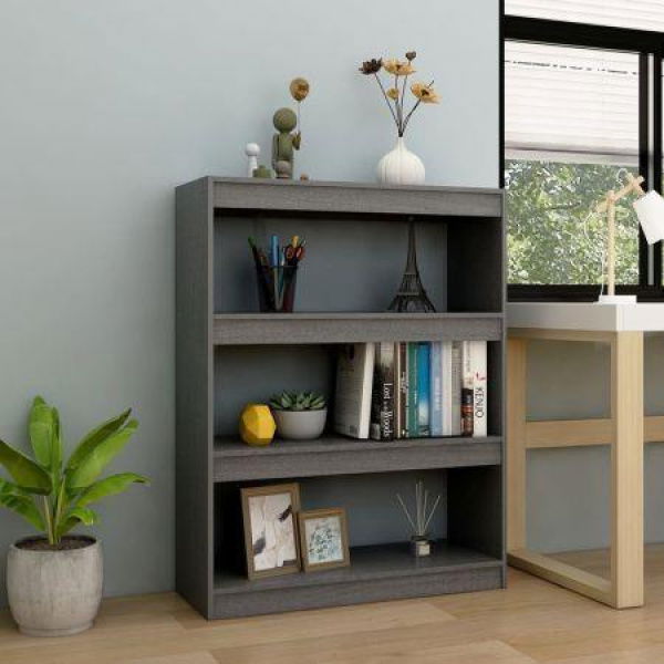 Book Cabinet/Room Divider Gray 100x30x103 Cm Solid Pine Wood