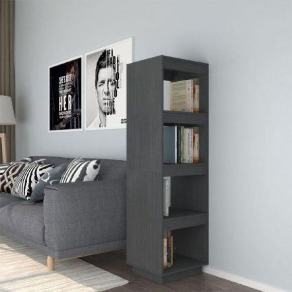 Book Cabinet/Room Divider Gray 40x35x135 Cm Solid Pine Wood