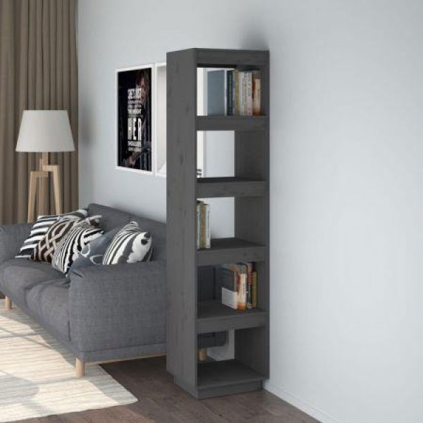 Book Cabinet/Room Divider Gray 40x35x167 Cm Solid Wood Pine