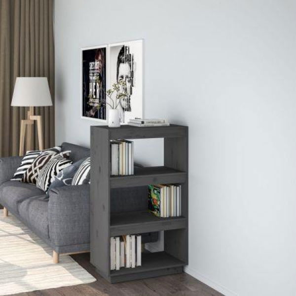 Book Cabinet/Room Divider Gray 60x35x103 Cm Solid Wood Pine