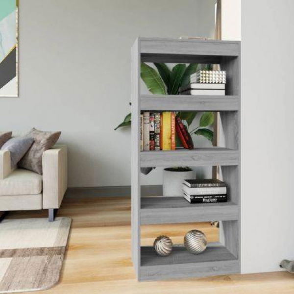 Book Cabinet/Room Divider Grey Sonoma 60x30x135 Cm Engineered Wood.