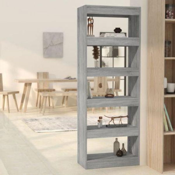 Book Cabinet/Room Divider Grey Sonoma 60x30x166 Cm Engineered Wood.