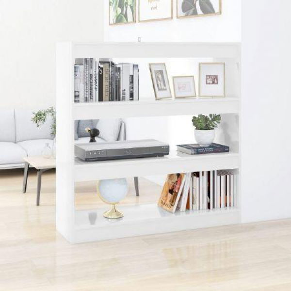 Book Cabinet/Room Divider High Gloss White 100x30x103 Cm