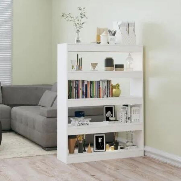 Book Cabinet/Room Divider High Gloss White 100x30x135 cm