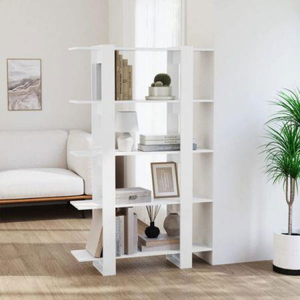 Book Cabinet/Room Divider High Gloss White 100x30x160 Cm