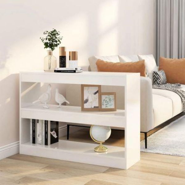 Book Cabinet/Room Divider High Gloss White 100x30x72 Cm