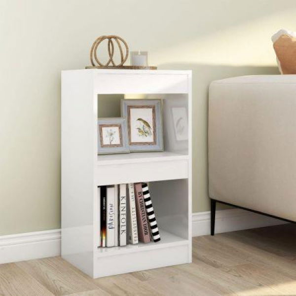 Book Cabinet/Room Divider High Gloss White 40x30x72 Cm