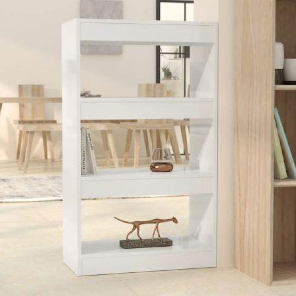 Book Cabinet/Room Divider High Gloss White 60x30x103 Cm Engineered Wood.