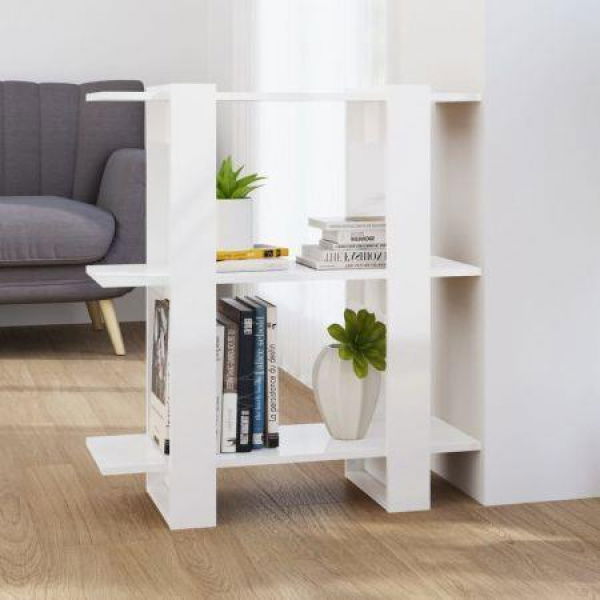 Book Cabinet/Room Divider High Gloss White 80x30x87 Cm