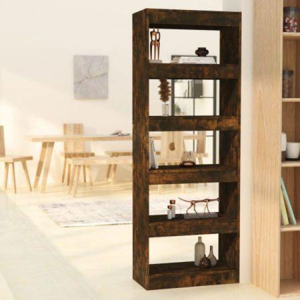 Book Cabinet/Room Divider Smoked Oak 60x30x166 Cm Engineered Wood.