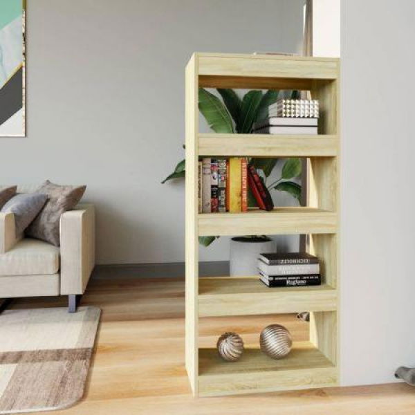 Book Cabinet/Room Divider Sonoma Oak 60x30x135 Cm Engineered Wood.