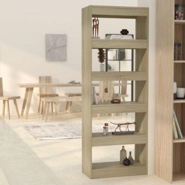 Book Cabinet/Room Divider Sonoma Oak 60x30x166 Cm Engineered Wood.