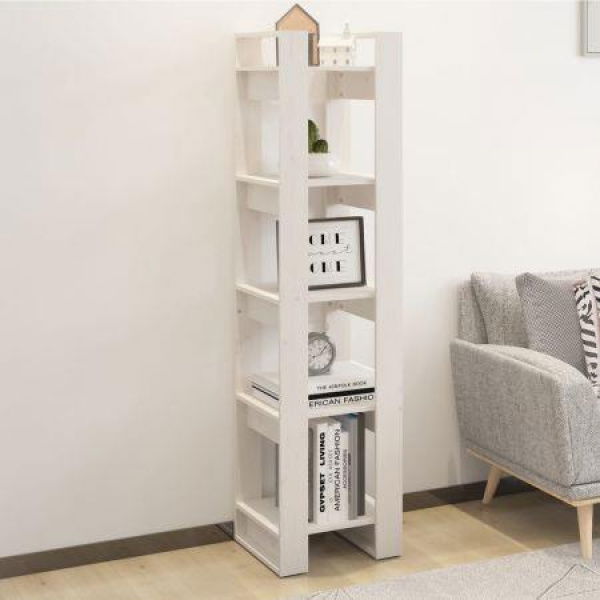 Book Cabinet/Room Divider White 41x35x160 Cm Solid Wood Pine.