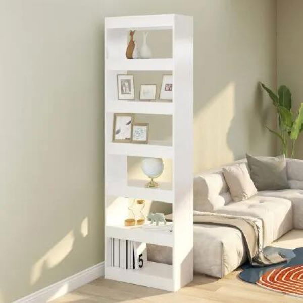 Book Cabinet/Room Divider White 60x30x198 cm