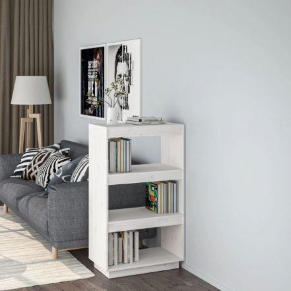 Book Cabinet/Room Divider White 60x35x103 Cm Solid Wood Pine.