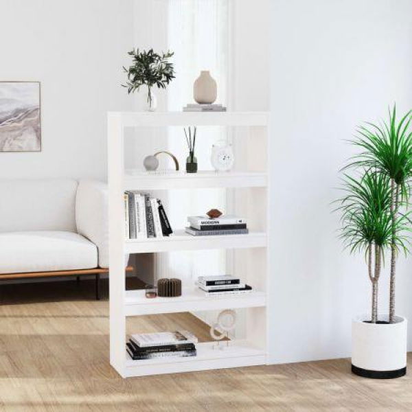 Book Cabinet/Room Divider White 80x30x135.5 Cm Solid Wood Pine.