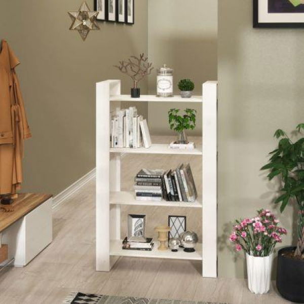 Book Cabinet/Room Divider White 80x35x125 Cm Solid Wood Pine.