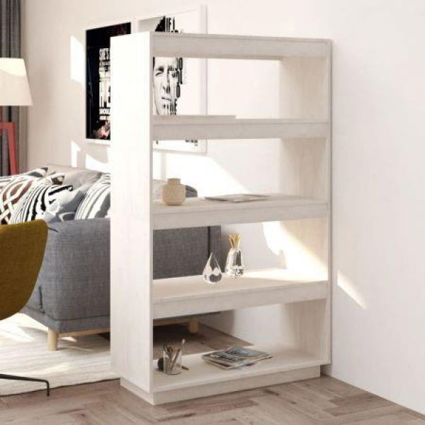 Book Cabinet/Room Divider White 80x35x135 Cm Solid Pine Wood.