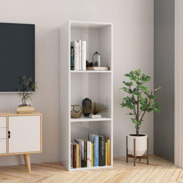 Book Cabinet/TV Cabinet High Gloss White 36x30x114 Cm Chipboard